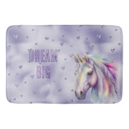 Lila Unicorn Glitter Hearts Dream Badrumsmatta
