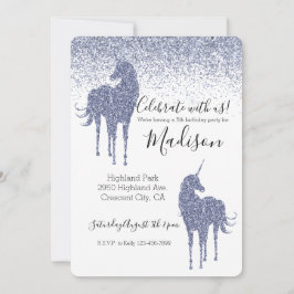 Lila Unicorn Glitter Inbjudningar