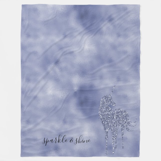 Lila Unicorn Glitter personlig Fleecefilt (Framsidan)