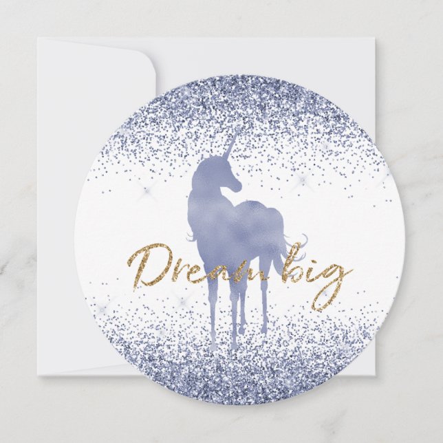 Lila Unicorn Guld Glitter Dream Big Gnistra (Framsida)