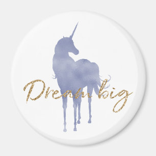 Lila Unicorn Guld Glitter Dream Big Gnistra Magnet