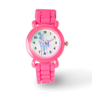 Lila Unicorn Guld Glitter Heart Armbandsur