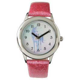 Lila Unicorn Guld Glitter Heart Armbandsur