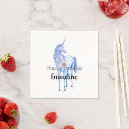 Lila Unicorn Guld Glitter Heart personlig Pappersservett