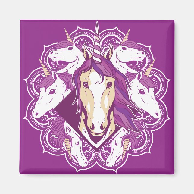Lila Unicorn Mandala Magnet (Framsidan)