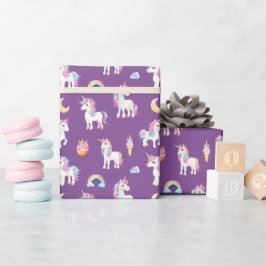 Lila Unicorn Mönster Presentpapper