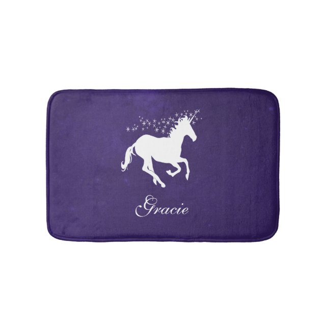 Lila Unicorn Personlig Bath Mat Badrumsmatta (Framsidan)