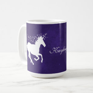 Lila Unicorn Personlig Coffee Mugg