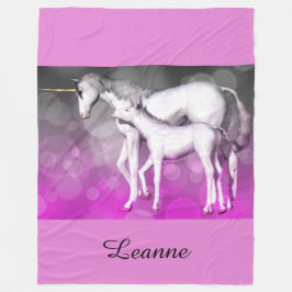 Lila Unicorn Personlig Fleece Blanket