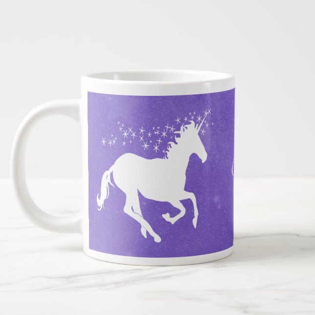 Lila Unicorn Personlig Giant Coffee Mugg Jumbo Mugg (Vänster)