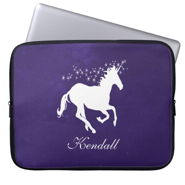 Lila Unicorn Personlig Laptop sleeve (Framsidan)