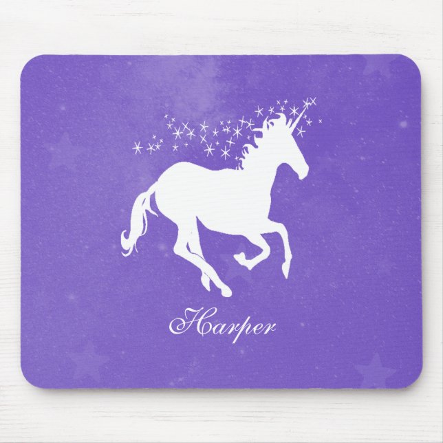 Lila Unicorn Personlig Mouse Pad Musmatta (Framsidan)