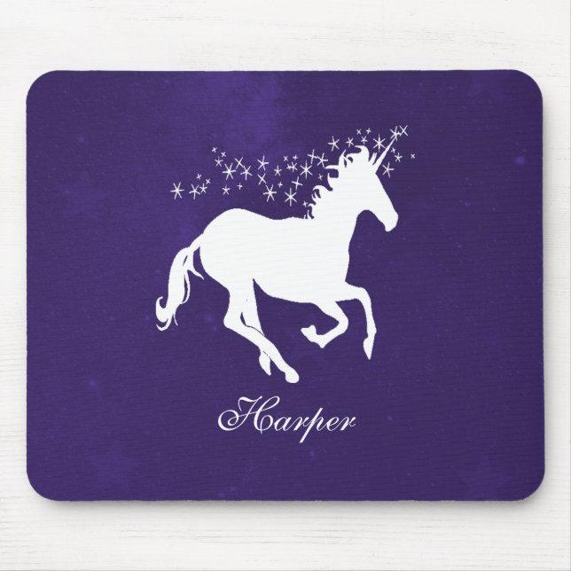 Lila Unicorn Personlig Mouse Pad Musmatta (Framsidan)
