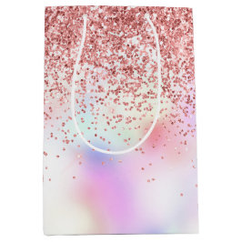 Lila Unicorn Rainbow Glitter Medium Gift Bag