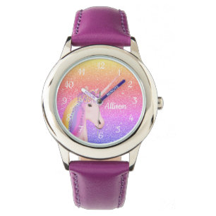 Lila Unicorn Rainbow Glitter Personlig Armbandsur