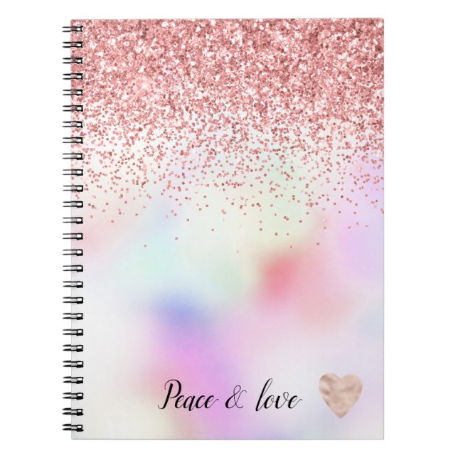 Lila Unicorn Rainbow Rosa Glitter Gnistra Anteckningsbok (Framsidan)
