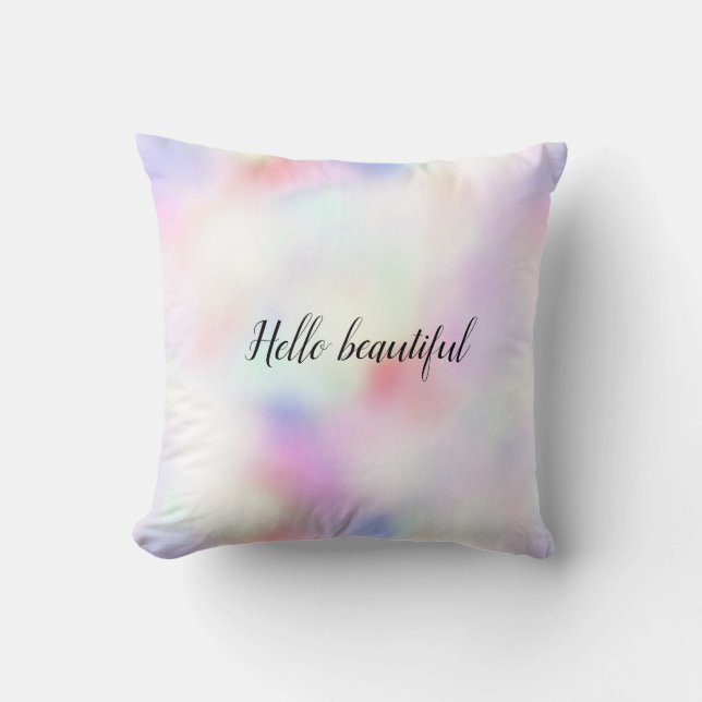 Lila Unicorn Rosa Peach Rainbow Kudde (Framsida)
