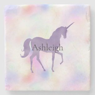Lila Unicorn Rosa Peach Rainbow Stenunderlägg
