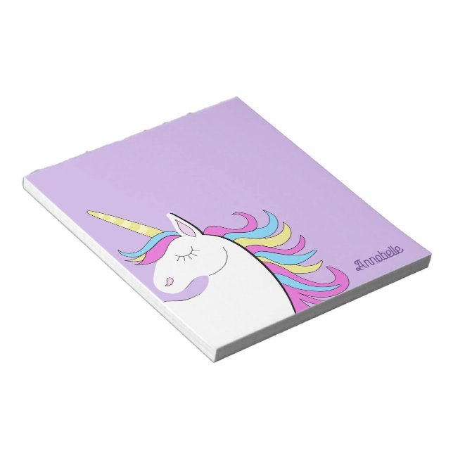 Lila Unicorn Söt Unicorns Fantasy Anteckningsblock (Vinklad)
