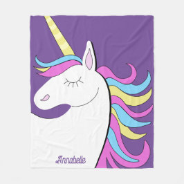 Lila Unicorn Söt Unicorns Fantasy Fleecefilt