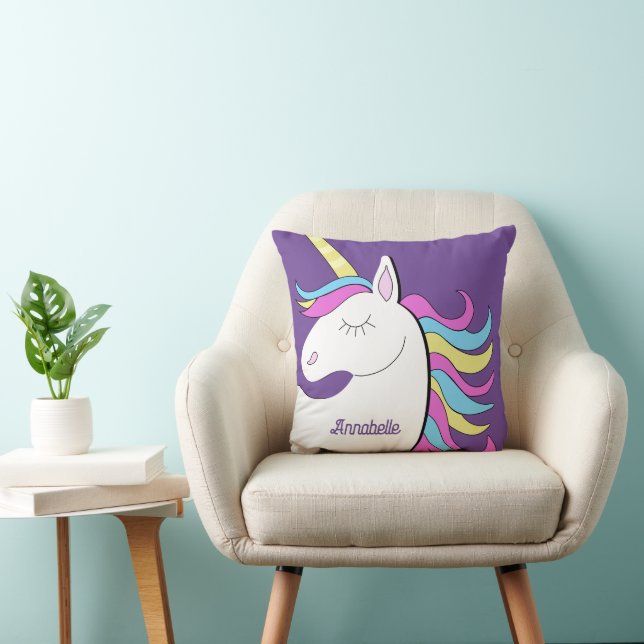 Lila Unicorn Söt Unicorns Fantasy Kudde (Stol)