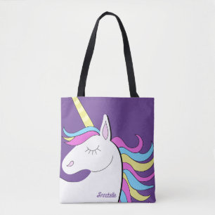 Lila Unicorn Söt Unicorns Fantasy Tygkasse
