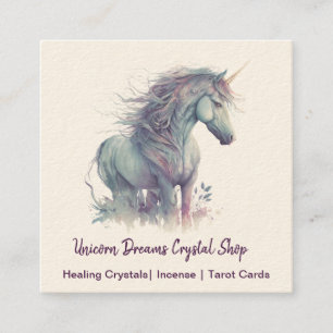 Lila Unicorn Square Affärskort Fyrkantigt Visitkort