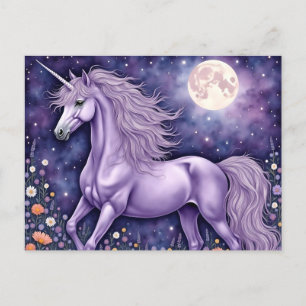 Lila Unicorn Vykort