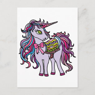 Lila Unicorn Vykort