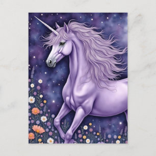 Lila Unicorn Vykort