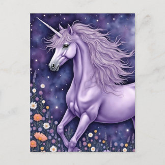 Lila Unicorn Vykort