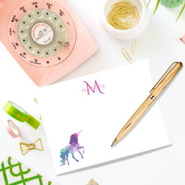 Lila Unicorn white monogramme Post-it Block