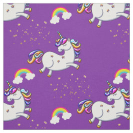 Lila Unicorns Guld Stars och Rainbow Tyg