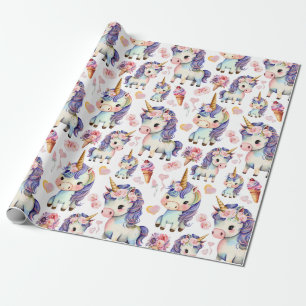 Lila Unicorns Presentpapper