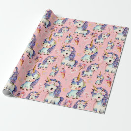 Lila Unicorns Presentpapper