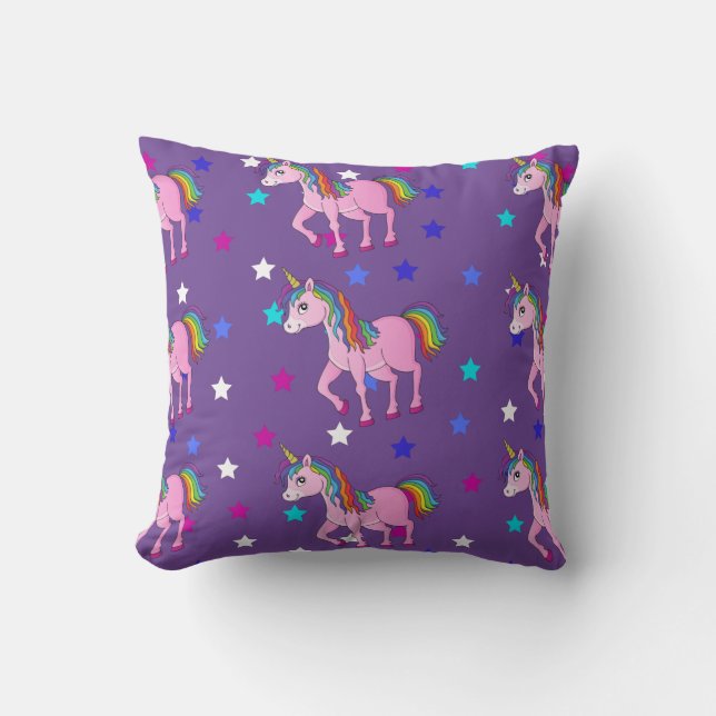 Lila Unicorns & Star Print Dekorativ kudde (Framsida)
