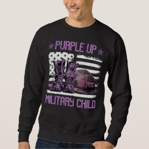 Lila Up Military Child Kids Month American Flagga Lång Ärmad Tröja