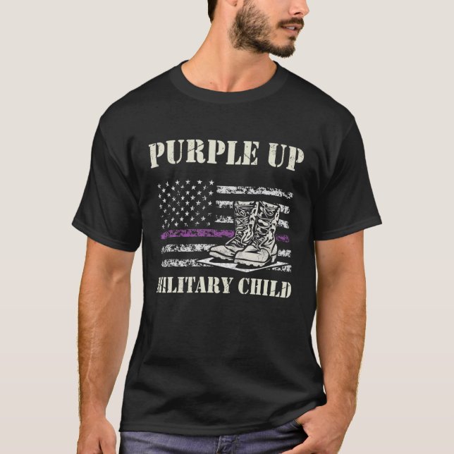 Lila Up Shirts Military Child Kids Army Pappa Vint T Shirt (Framsida)
