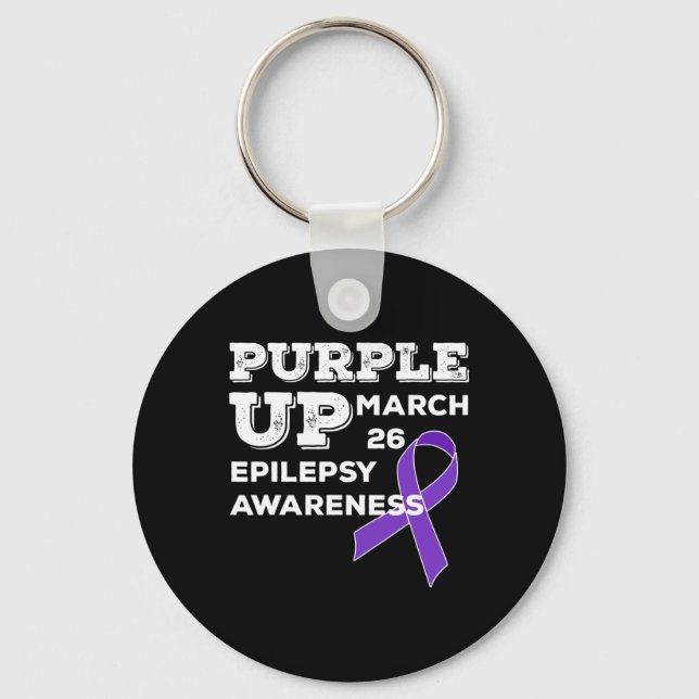 Lila upp 26 mars stöd epilepsimedvetenhet  nyckelring (Framsida)