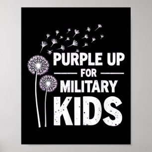 Lila upp för militära barn Dandelion April Awaren Poster