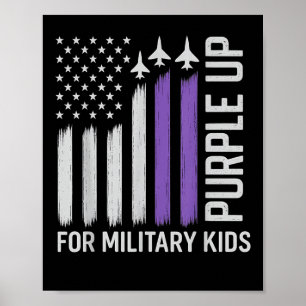 Lila upp för militära barn Flagga Usa Militär Chil Poster
