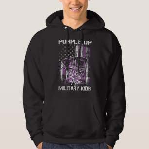 Lila upp för militära barn Patriots Boots America Hoodie