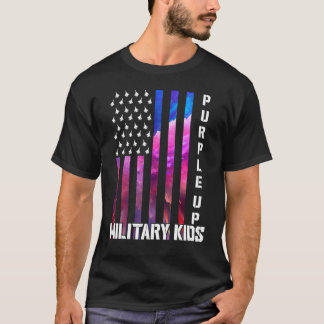 Lila upp för militära barn Regnbåge Militära krets T Shirt