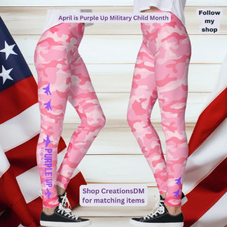 Lila upp för militära barnens Rosa Camouflage Leggings