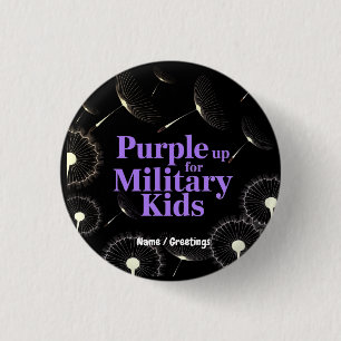 Lila upp för stöd för militära Kids Dandelion Show Knapp