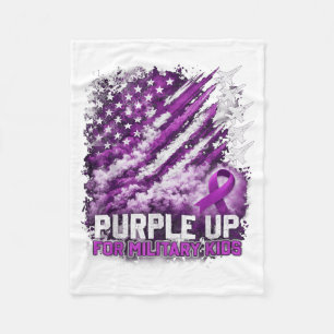 Lila Upp Militär Barn April Medvetenhet USA Flagga Fleecefilt