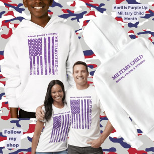 Lila upp militär barn & vuxen t-shirt