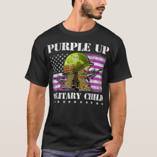 Lila upp Militär Child American Flagga Boots Månad T Shirt