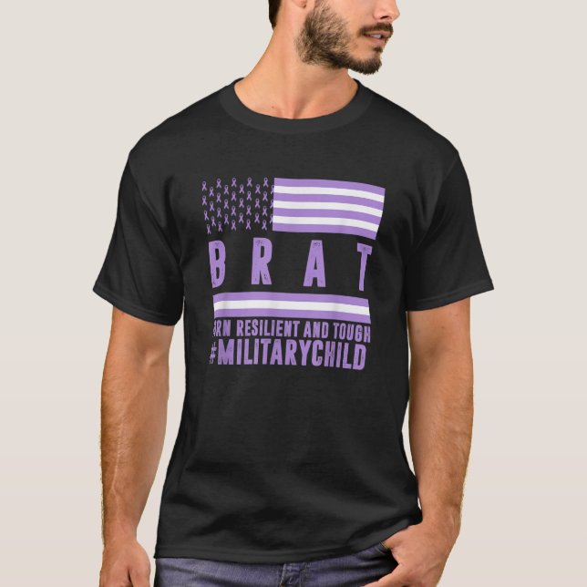 Lila upp militära barn Barn i månaden Medvetna bar T Shirt (Framsida)