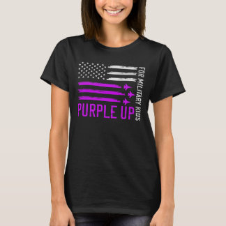 Lila upp Militära barn, militärbarn, USA Flagga Lu T Shirt